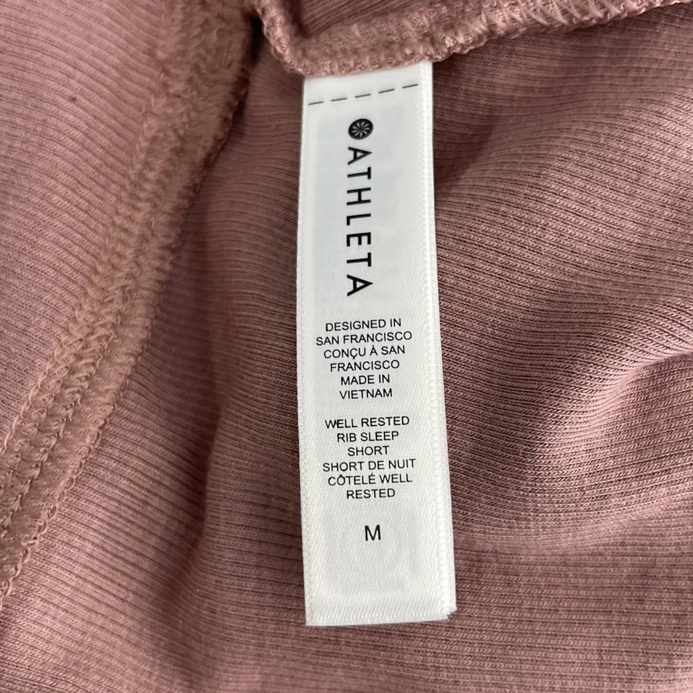 Athleta Well Rested Rib Sleep Shorts Womens Size M Pull On Stretch Mauve Pink